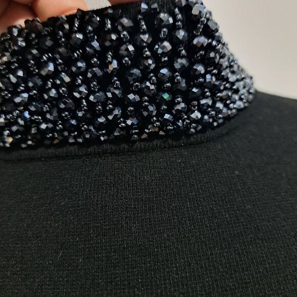 Milly Embellished Collar Iconic Shilloute Sheath Knee Length Dress Black Medium - Picture 14 of 16